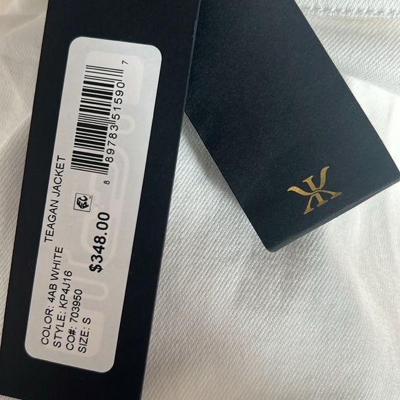 NWT $348 Kobi Halperin Teagan Denim White Jacket Size S Cropped Brooch - Picture 13 of 13